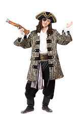 Image showing Expressive pirate with a pistol