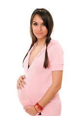 Image showing Beautiful pregnant brunette woman