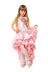 Image showing Little girl in a chic pink dress