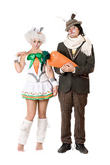 Image showing Funny couple dressed as rabbits