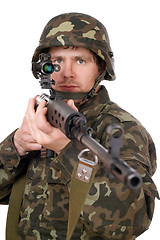 Image showing Soldier keeping a rifle