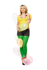 Image showing Beautiful sexy blond lady with balloons