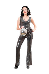 Image showing Attractive young woman with a mirror ball