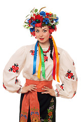 Image showing Young woman in the Ukrainian national clothes