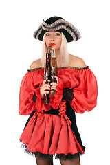 Image showing Hot young blonde with guns 