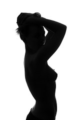 Image showing Silhouette of a sexy naked young woman. Isolated