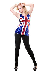 Image showing woman posing in union-flag shirt