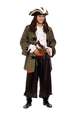 Image showing young man in a pirate costume with pistol