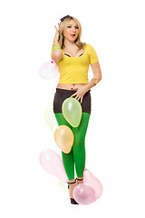 Image showing Beautiful sexy blond woman with balloons