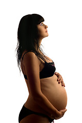 Image showing Pregnant young brunette in black lingerie