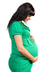Image showing Portrait of a pregnant happy girl
