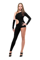 Image showing Sexy young woman in skintight black costume