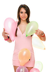 Image showing Beautiful sexy brunette woman with balloons