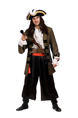 Image showing Young man in a pirate costume with pistol