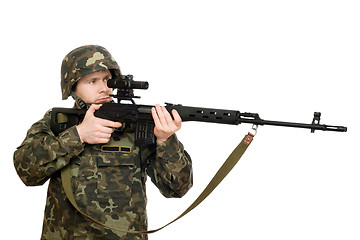 Image showing Soldier holding a rifle