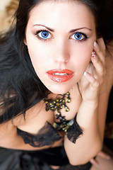 Image showing Close-up portrait of a beautiful brunette