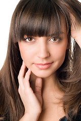 Image showing pretty woman with dark hair and brown eyes