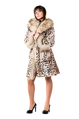 Image showing attractive lady in leopard coat