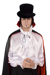 Image showing Young man in a suit of Count Dracula