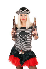 Image showing Beautiful girl with guns