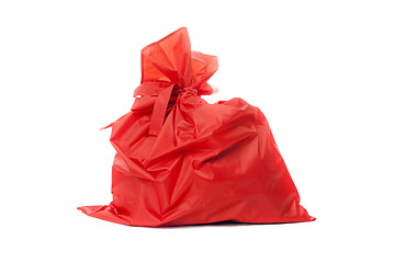 Image showing Red bag of Christmas gifts