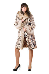 Image showing Young sexy lady in leopard coat