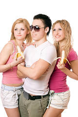Image showing Portrait of three happy young people