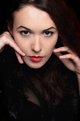 Image showing Closeup portrait of passionate young lady