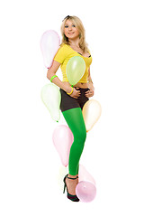 Image showing Pretty sexy blond woman with balloons