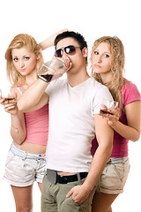 Image showing People with a bottle of whiskey. Isolated