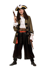 Image showing man in a pirate costume with pistols