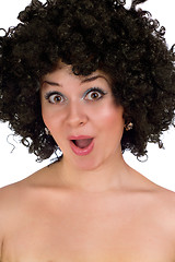Image showing surprised girl in a black wig
