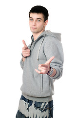 Image showing Young man in gray sweatshirt