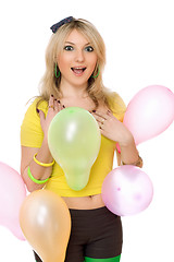 Image showing Pretty sexy blond girl with balloons