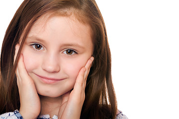 Image showing Closeup portrait of charming little girl. Isolated