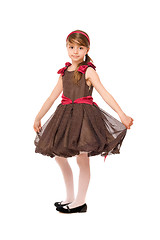 Image showing Lovely little lady in a brown dress