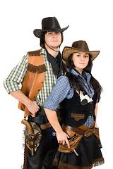 Image showing young cowboy and cowgirl
