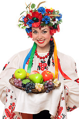 Image showing Young woman in the Ukrainian national clothes