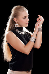 Image showing Portrait of young blonde. Isolated