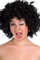Image showing funny girl in a black wig