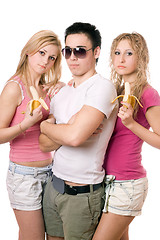 Image showing Portrait of three pretty young people