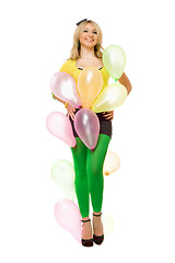 Image showing Beautiful sexy blond girl with balloons