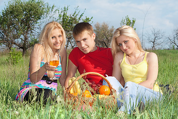 Image showing Two attractive blonde and young man