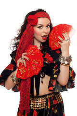 Image showing Portrait of sensual gypsy woman with cards