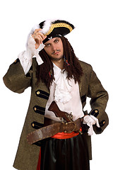 Image showing Portrait of young man in a pirate costume
