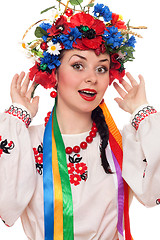 Image showing happy woman in the Ukrainian national clothes