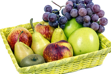 Image showing Apples, pears and grapes appetizing autumn fruit 