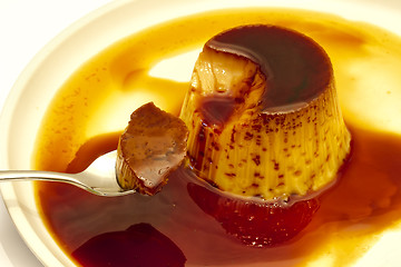 Image showing egg custard with caramel sauce