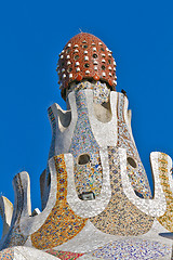 Image showing detail of the main entrance building at Parc Guell,