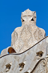 Image showing Gaudi Chimneys at Casa Mila, Barcelona Spain